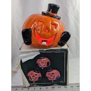 Halloween Pacific Rim Pumpkin Light Ceramic Jack o Lantern 7 Inch